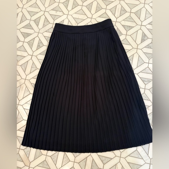 J. Crew Navy Pleated Midi Skirt - Picture 3 of 6